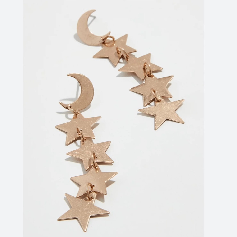 Shashi Sky Drop Earrings Gold Moon and Stars Shopbop